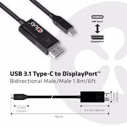 CLUB3D cac-1557 USB C Displayport 1.4 Nero - Vista aggiuntiva 4