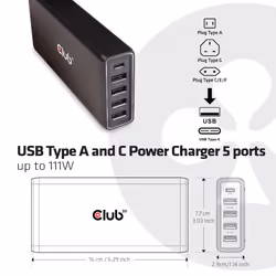 CLUB3D CAC-1903EU Caricabatterie per dispositivi mobili Universale Nero AC Interno - Vista aggiuntiva 5