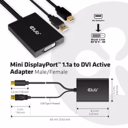 CLUB3D cac-1130 0,6 m MiniDP/USB-A DVI-D Nero - Vista aggiuntiva 4