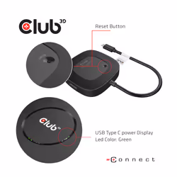CLUB3D USB TYPE C 3.2 GEN1 MULTISTREAM TRANSPORT MST HUB DISPLAY PORT 1.4 TRIPLE MONITOR DisplayPort male Displayport female Nero - Vista aggiuntiva 3