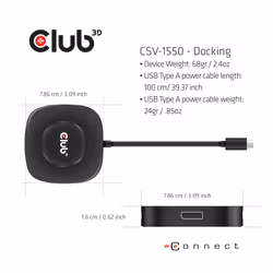 CLUB3D USB TYPE C 3.2 GEN1 MULTISTREAM TRANSPORT MST HUB DISPLAY PORT 1.4 TRIPLE MONITOR DisplayPort male Displayport female Nero - Vista aggiuntiva 5