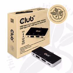CLUB3D CSV-1591 replicatore di porte e docking station per laptop USB 3.2 Gen 1 (3.1 Gen 1) Type-C Nero, Cromo - Vista aggiuntiva 5