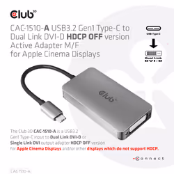 CLUB3D CAC-1510-A cavo e adattatore video 0,25 m USB tipo-C DVI Grigio - Vista aggiuntiva 4