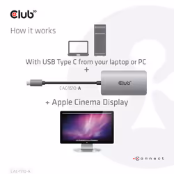 CLUB3D CAC-1510-A cavo e adattatore video 0,25 m USB tipo-C DVI Grigio - Vista aggiuntiva 5