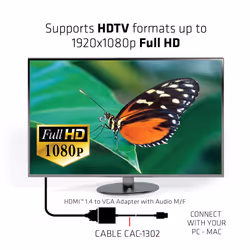 CLUB3D CAC-1302 cavo e adattatore video 0,5 m HDMI tipo A (Standard) VGA (D-Sub) Nero - Vista aggiuntiva 5