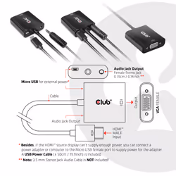 CLUB3D CAC-1302 cavo e adattatore video 0,5 m HDMI tipo A (Standard) VGA (D-Sub) Nero - Vista aggiuntiva 6
