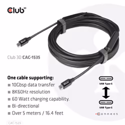 CLUB3D CAC-1535 cavo USB USB 3.2 Gen 2 (3.1 Gen 2) 5 m USB C Nero - Vista aggiuntiva 5