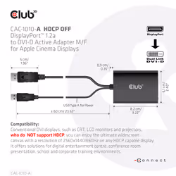 CLUB3D CAC-1010-A cavo e adattatore video 0,6 m DisplayPort DVI-D + USB