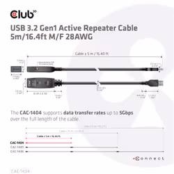 CLUB3D CAC-1404 cavo USB USB 3.2 Gen 1 (3.1 Gen 1) 5 m USB A Nero - Vista aggiuntiva 4