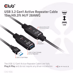 CLUB3D CAC-1406 cavo USB USB 3.2 Gen 1 (3.1 Gen 1) 15 m USB A Nero - Vista aggiuntiva 4