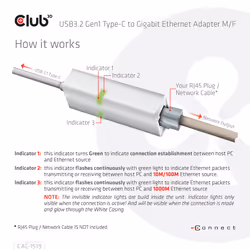 CLUB3D CAC-1519 adattatore per inversione del genere dei cavi USB-C RJ-45 Bianco - Vista aggiuntiva 6