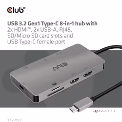 CLUB3D CSV-1593 hub di interfaccia USB 3.2 Gen 1 (3.1 Gen 1) Type-C 16200 Mbit/s Metallico - Vista aggiuntiva 8