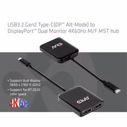 CLUB3D CSV-1555 cavo e adattatore video 1,5 m USB tipo-C 2 x DisplayPort Nero - Vista aggiuntiva 3