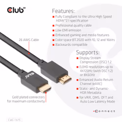 CLUB3D CAC-1375 cavo HDMI 5 m HDMI tipo A (Standard) Nero - Vista aggiuntiva 8