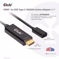 CLUB3D CAC-1333 cavo e adattatore video 0,22 m HDMI tipo A (Standard) USB tipo-C Nero - Vista aggiuntiva 6