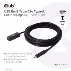 CLUB3D CAC-1536 cavo USB USB 3.2 Gen 2 (3.1 Gen 2) 5 m USB C USB A Nero - Vista aggiuntiva 4