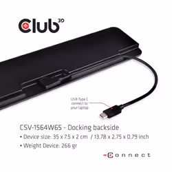 CLUB3D CSV-1564W65 replicatore di porte e docking station per laptop USB 3.2 Gen 1 (3.1 Gen 1) Type-C Nero - Vista aggiuntiva 6