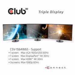 CLUB3D CSV-1564W65 replicatore di porte e docking station per laptop USB 3.2 Gen 1 (3.1 Gen 1) Type-C Nero - Vista aggiuntiva 7