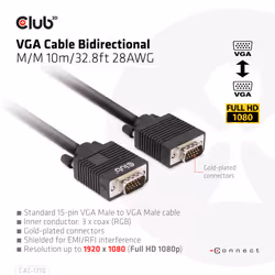 CLUB3D CAC-1710 cavo VGA 10 m VGA (D-Sub) Nero