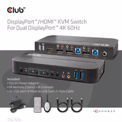 CLUB3D CSV-7210 switch per keyboard-video-mouse (kvm) Nero - Vista aggiuntiva 7