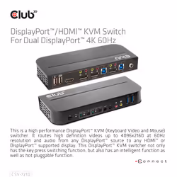 CLUB3D CSV-7210 switch per keyboard-video-mouse (kvm) Nero - Vista aggiuntiva 8