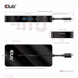 CLUB3D CSV-1595 replicatore di porte e docking station per laptop USB 3.2 Gen 1 (3.1 Gen 1) Type-C Nero - Vista aggiuntiva 6