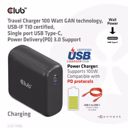 CLUB3D CAC-1908 Caricabatterie per dispositivi mobili Comandi di gaming, Computer portatile, Telefono cellulare, Computer portatile, Console portatile, Smartphone Nero USB Interno - Vista aggiuntiva 4