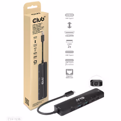 CLUB3D CSV-1596 replicatore di porte e docking station per laptop USB 3.2 Gen 1 (3.1 Gen 1) Type-C Nero - Vista aggiuntiva 6