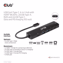 CLUB3D CSV-1596 replicatore di porte e docking station per laptop USB 3.2 Gen 1 (3.1 Gen 1) Type-C Nero - Vista aggiuntiva 8