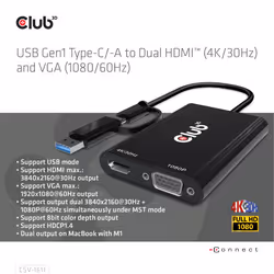 CLUB3D CSV-1611 adattatore grafico USB 3840 x 2160 Pixel Nero - Vista aggiuntiva 7
