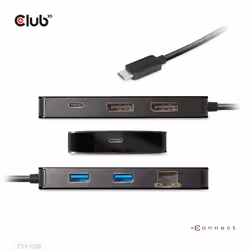CLUB3D CSV-1598 replicatore di porte e docking station per laptop USB 3.2 Gen 2 (3.1 Gen 2) Type-C Nero - Vista aggiuntiva 6