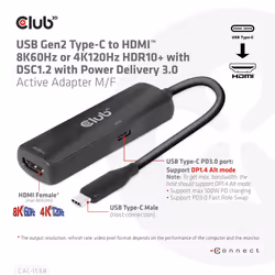 CLUB3D CAC-1588 cavo e adattatore video 0,17 m USB tipo-C HDMI Nero - Vista aggiuntiva 5