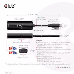 CLUB3D CAC-1588 cavo e adattatore video 0,17 m USB tipo-C HDMI Nero - Vista aggiuntiva 6