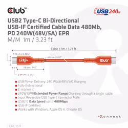 CLUB3D CAC-1511 cavo USB USB 2.0 1 m USB C Arancione - Vista aggiuntiva 7