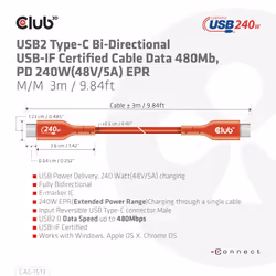 CLUB3D CAC-1513 cavo USB USB 2.0 3 m USB C Arancione - Vista aggiuntiva 8