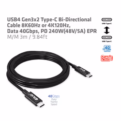 CLUB3D CAC-1579 cavo USB USB4 Gen 3x2 3 m USB C Nero - Vista aggiuntiva 5