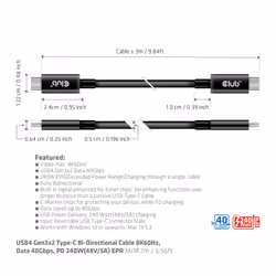CLUB3D CAC-1579 cavo USB USB4 Gen 3x2 3 m USB C Nero - Vista aggiuntiva 6