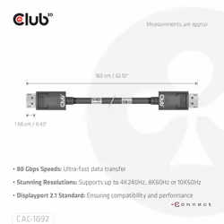 CLUB3D CAC-1092 cavo DisplayPort 1,6 m Nero - Vista aggiuntiva 4