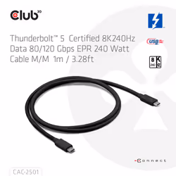 CLUB3D CAC-2501 Cavo Thunderbolt 1 m 120 Gbit/s Nero - Vista aggiuntiva 3