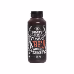 Grate Goods Kansas City Red, Salsa barbecue, 265 ml, zucchero semolato, zucchero, acqua, pomodoro, succo di mela da concentra ...