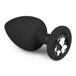 Easytoys - plug anale in silicone nero con pietra decorativa piccolo 1 St