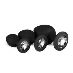 EasyToys ET603BLK giocattolo per sesso anale Set di tappi anali Nero, Argento Silicio 3 pz