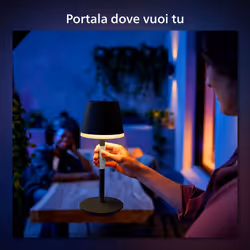 Philips Hue White and Color ambiance Go Lampada Smart da Tavolo Ricaricabile Nera Wireless - Vista aggiuntiva 5