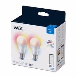WiZ Lampadina Smart Dimmerabile Luce Bianca o Colorata Attacco E27 60W Goccia 2Pezzi - Vista aggiuntiva 4