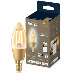 La lampadina Smart Filament WiZ grazie alla sua forma e al rivestimento ambrato dona un tocco vintage ed elegante alla tua ca ...