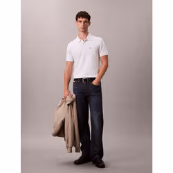 Calvin Klein Polo in piqué di cotone con monogramma - Vista aggiuntiva 2