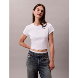 Calvin Klein T-shirt con logo in cotone a costine slim