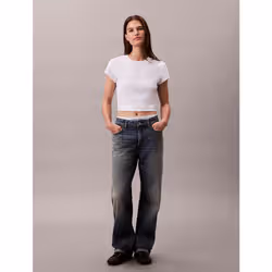 Calvin Klein T-shirt con logo in cotone a costine slim - Vista aggiuntiva 2