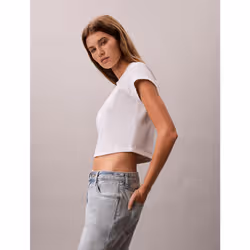 Calvin Klein T-shirt con logo in cotone a costine slim - Vista aggiuntiva 6