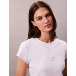 Calvin Klein T-shirt con logo in cotone a costine slim - Vista aggiuntiva 3